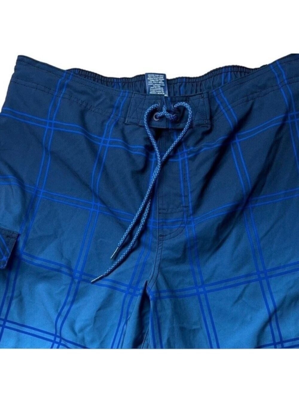 George Ombre Blue Box Pattern Swim Shorts - Picture 4 of 7